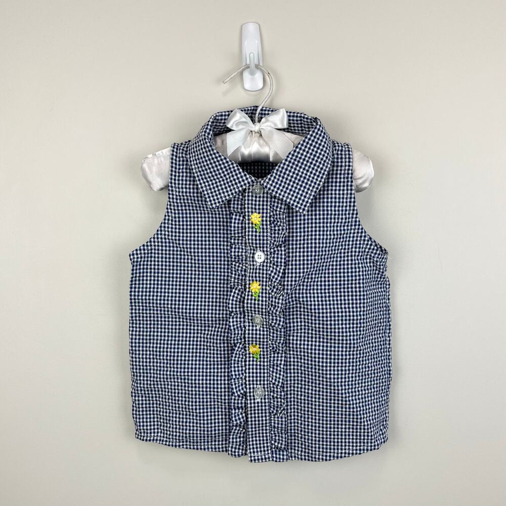 Vintage Kid Zone Ruffle Gingham Plaid Sleeveless Top 4T NWT